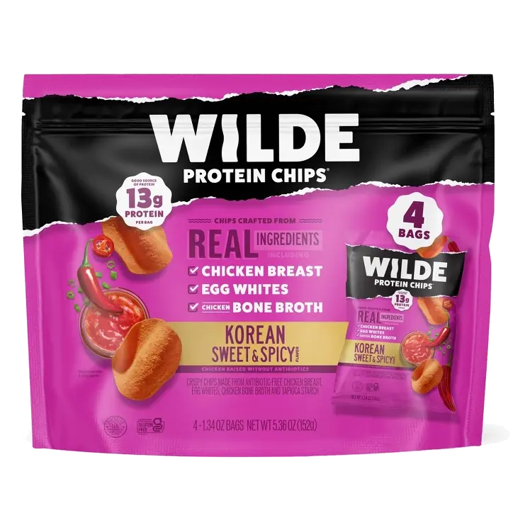 WILDE 13g On The Go Snacks Protein Chips - Korean Sweet & Spicy - 1.34oz/4ct