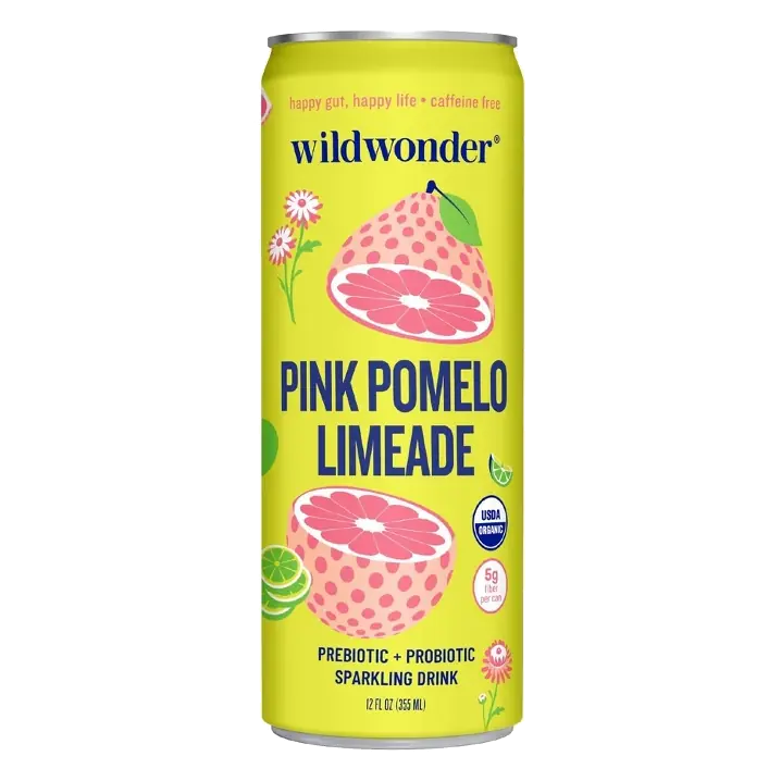 wildwonder Pink Pomelo Limeade Organic Prebiotic + Probiotic Sparkling Drink, 12 fl oz