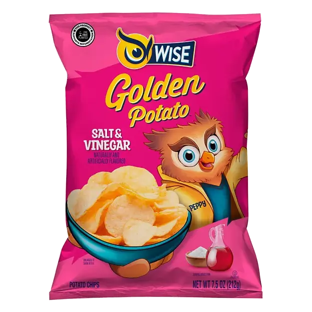 Golden Potato Potato Chips, Salt & Vinegar, Peppy