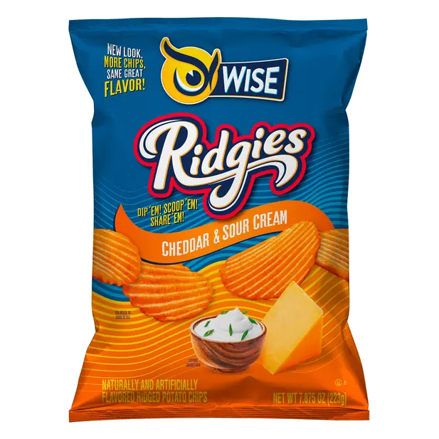 Ridgies Cheddar & Sour Cream Ridged Potato Chips