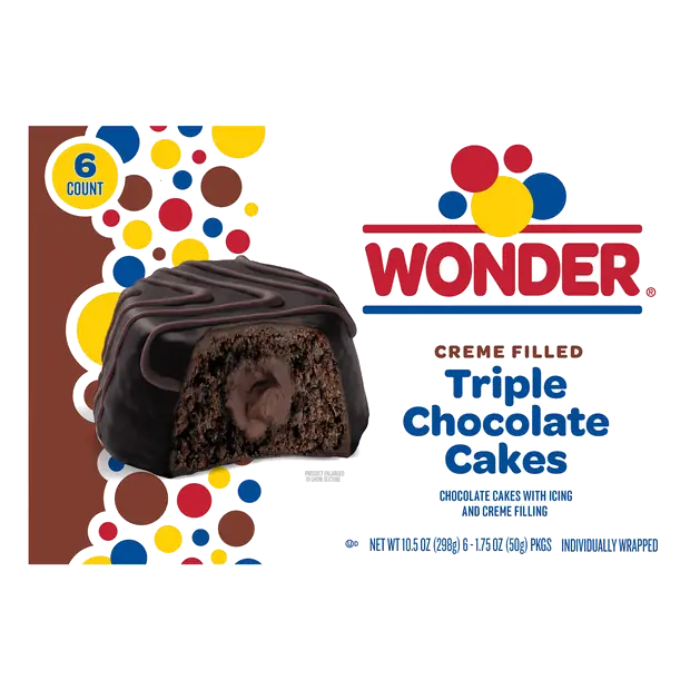 Wonder Creme Filled Triple Chocolate Cakes, 6-1.75 oz