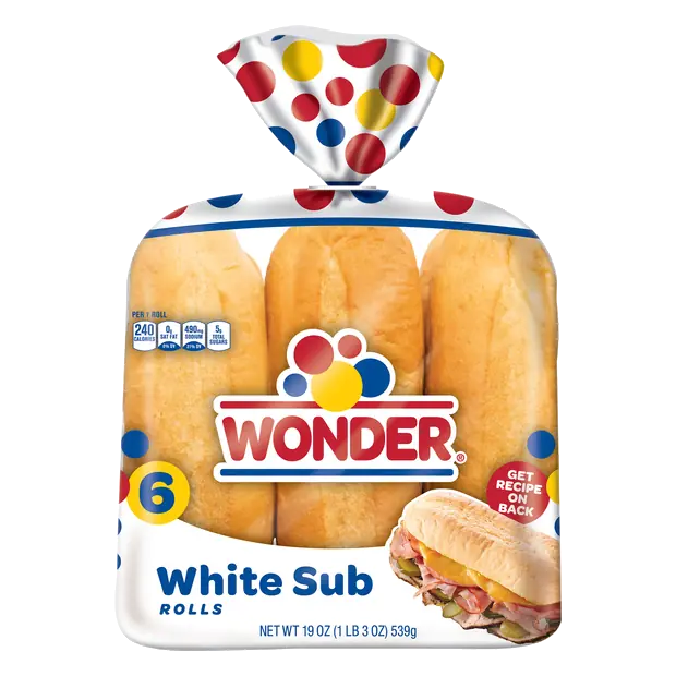 White Sub Rolls - 6 ct