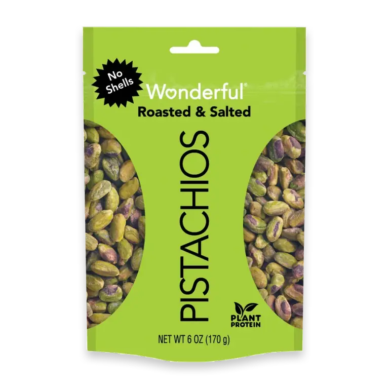 Pistachios No Shells Roasted Salted Pistachios, 6oz Pouch