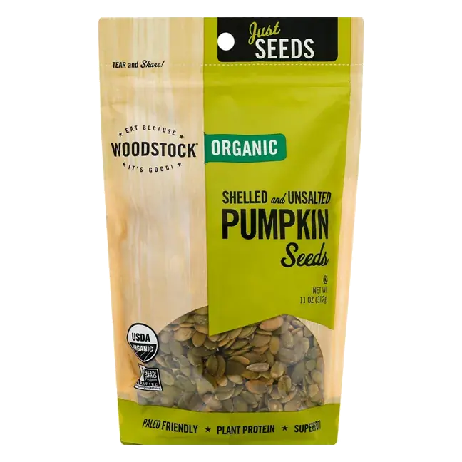 Pumpkin Seeds, Organic, Shelled and Unsalted
