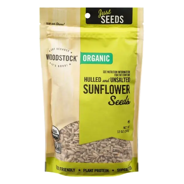Sunflower Seeds, Organic, Hulled and Unsalted