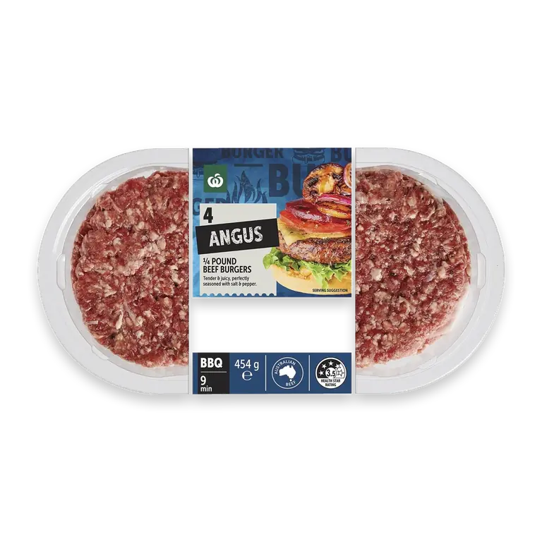 4 Angus Quarter Pound Beef Burgers
