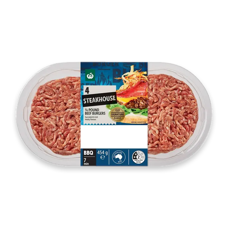 4 Steakhouse Quarter Pound Beef Burgers