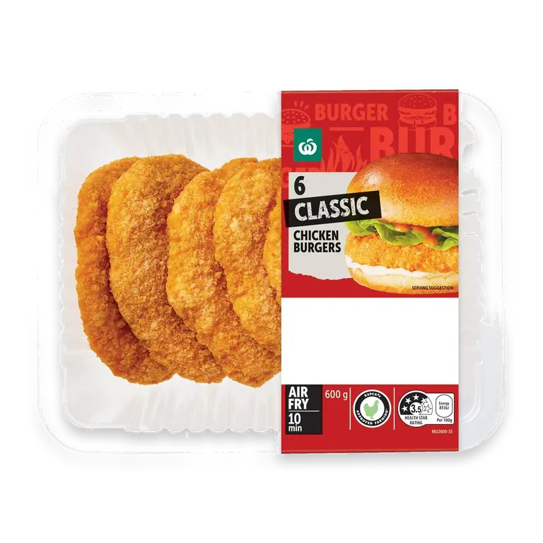 6 Classic Chicken Burgers Patties