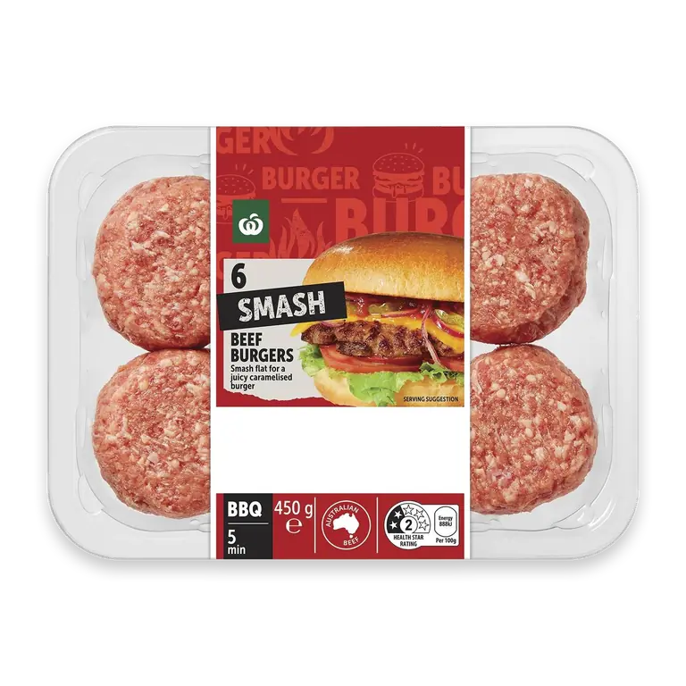 6 Smash Beef Burgers