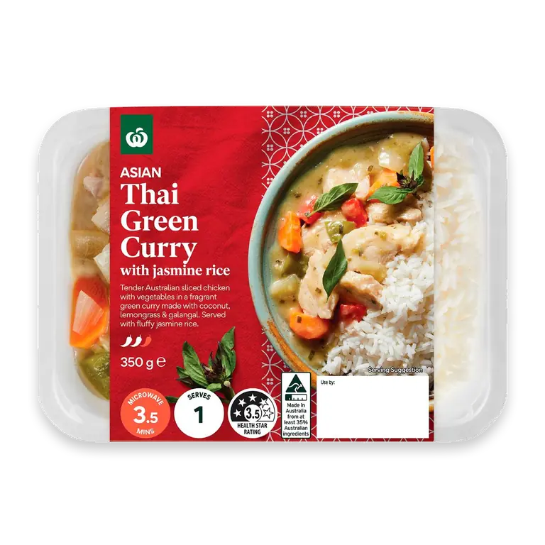 Asian Thai Green Chicken Curry With Jasmine Rice