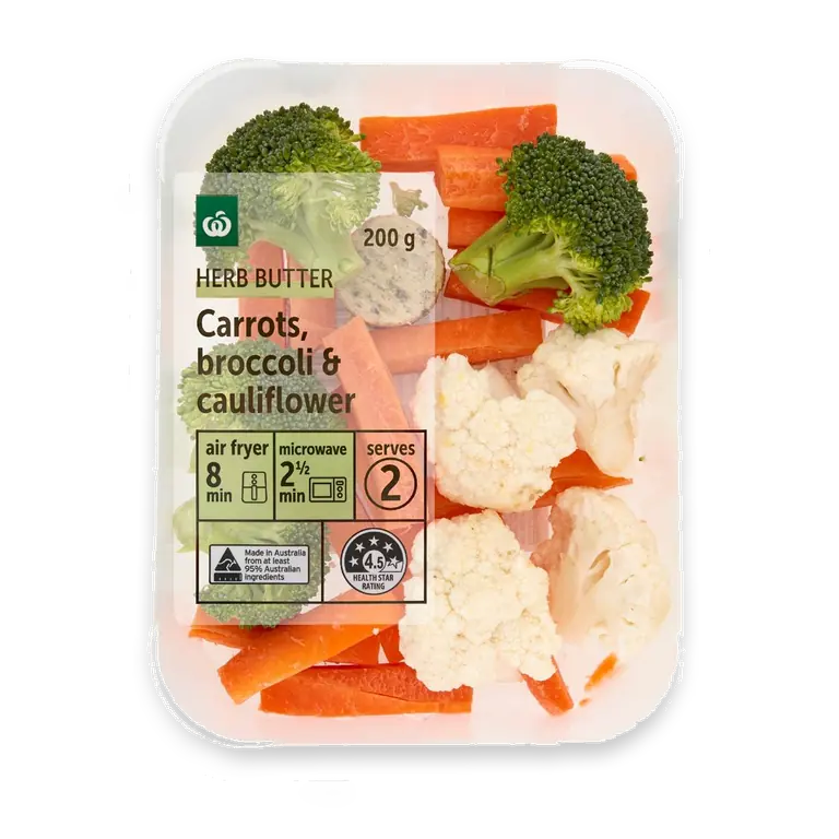Carrots, Broccoli & Cauliflower With Herb Butter