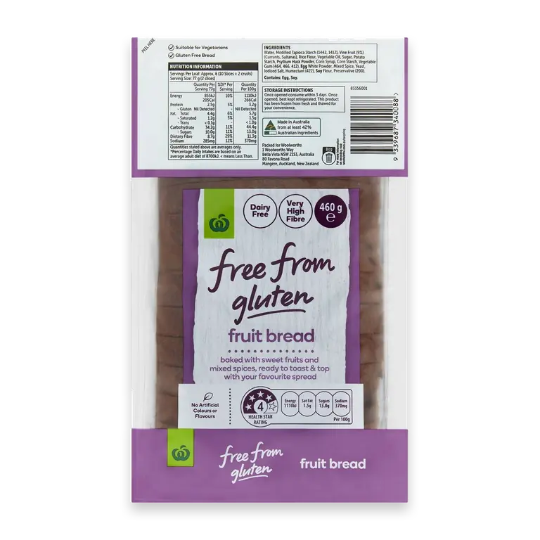 Free From Gluten Fruit Bread Loaf