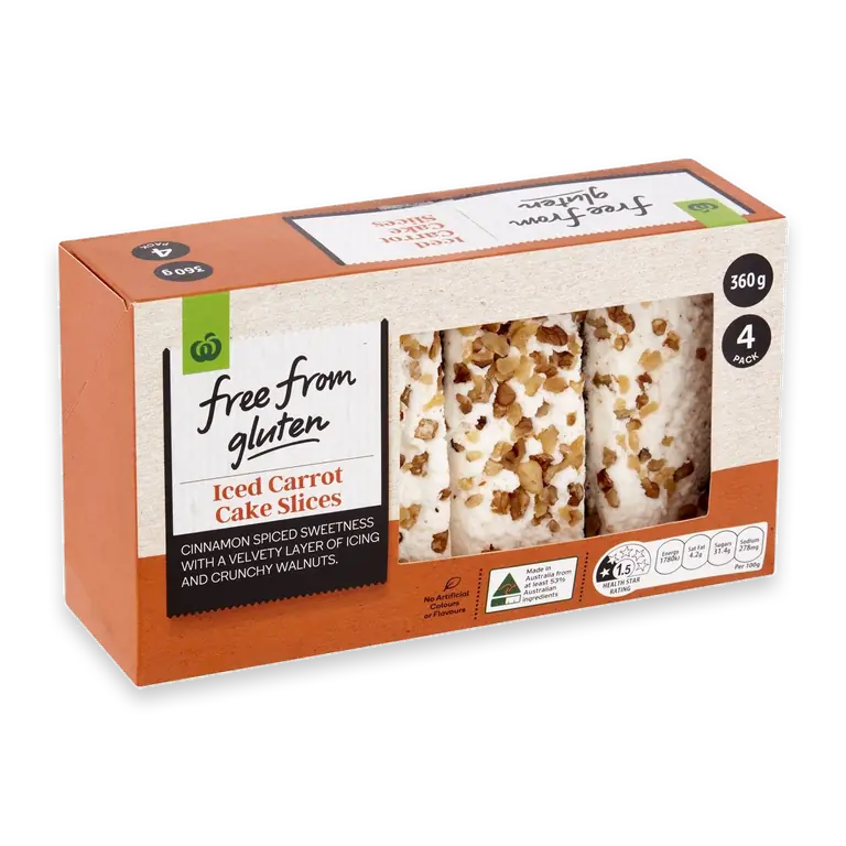 Free From Gluten Iced Carrot Cake Slices