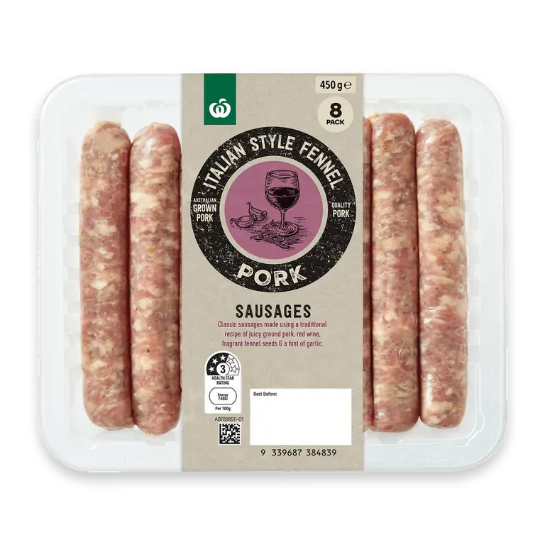 Gourmet Pork Sausages Italian Style With Fennel & Garlic