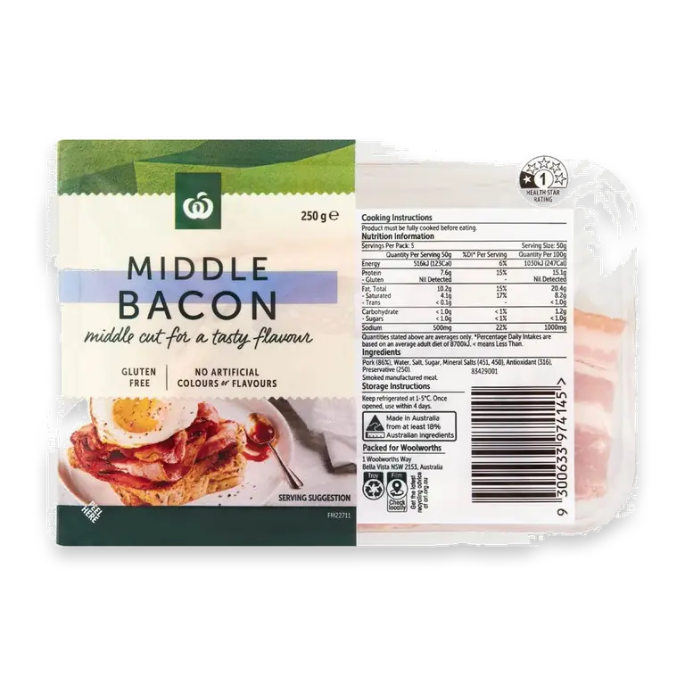 Middle Bacon Middle Cut Rashers
