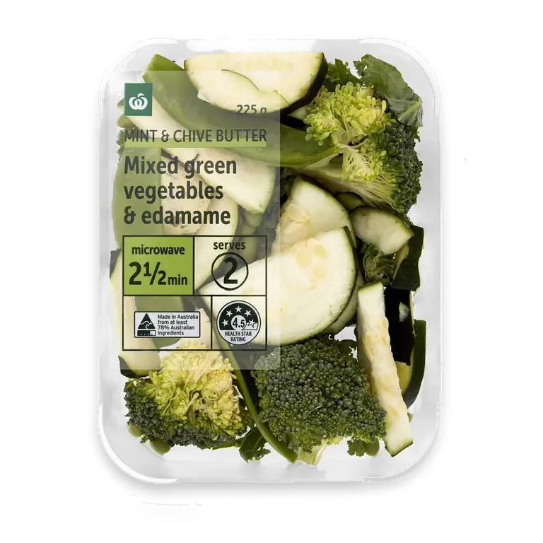 Mixed Green Vegetables & Edamame With Mint Chive Butter