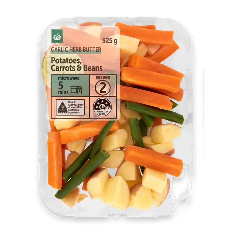 Potatoes, Carrots & Beans With Garlic Herb Butter