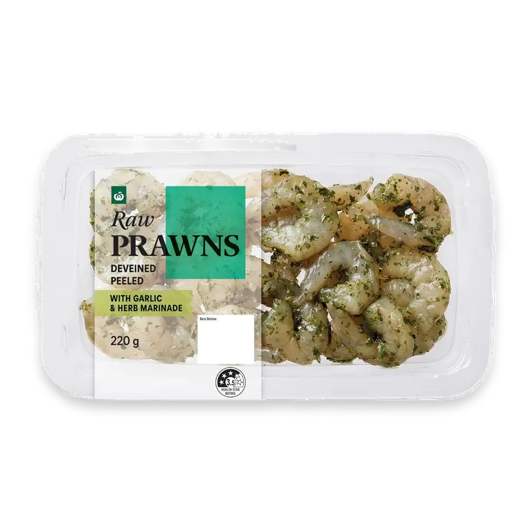 Raw Prawns With Garlic & Herb Marinade