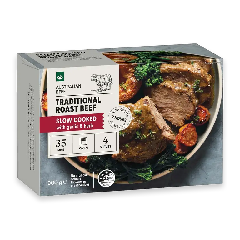 Slow Cooked Traditional Beef Roast With Garlic & Herb