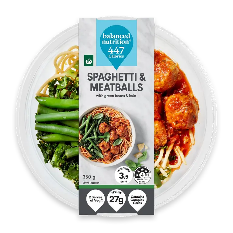 Spaghetti & Meatballs With Green Beans & Kale