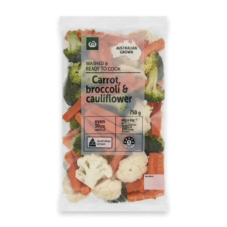 Washed & Ready To Cook Carrot Broccoli & Cauliflower Mix