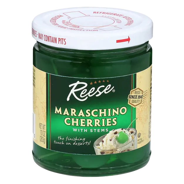 Reese Maraschino Cherries with Stems 10 oz