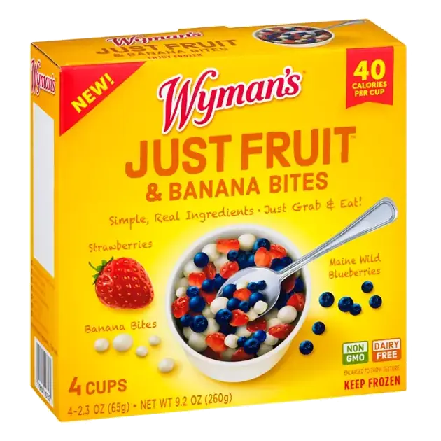 Just Fruit & Banana Bites, Strawberries, Maine Wild Blueberries