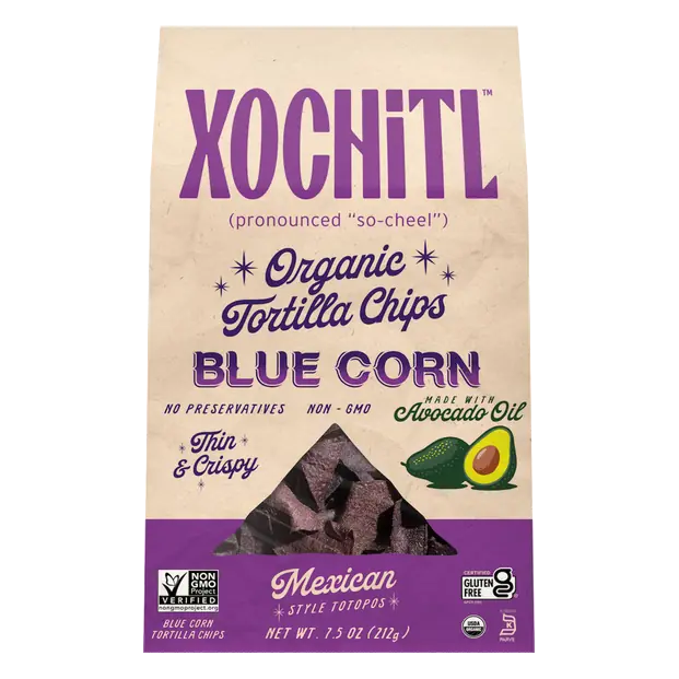 Organic Gluten Free Blue Corn Tortilla Chips Made with Avocado Oil