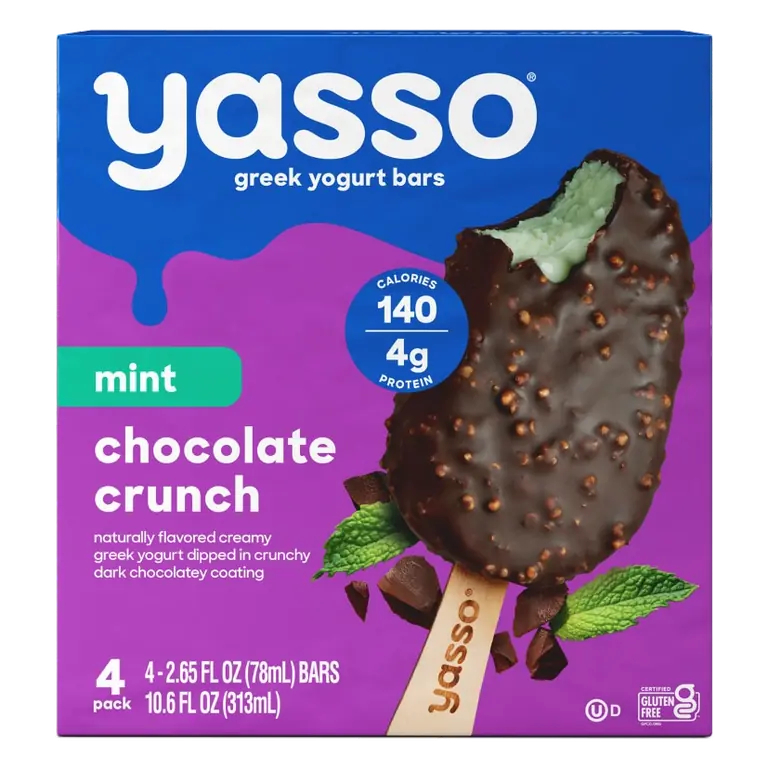 Mint Chocolate Crunch Flavored Dipped Frozen Greek Yogurt Bars