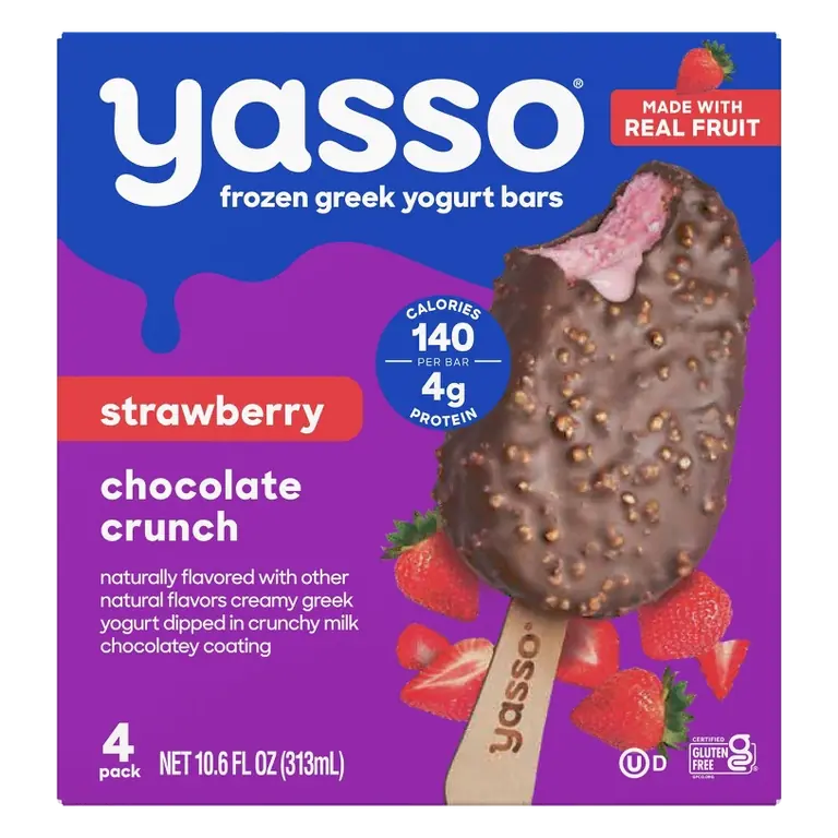 Yasso Greek Yogurt Indulgent Strawberry Chocolate Crunch, 10.6 fl oz/4ct