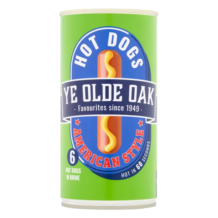 6 American Style Hot Dogs in Brine (560g)