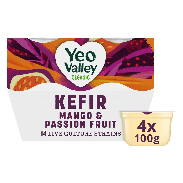 Kefir Mango & Passion Fruit Yogurt Pack 4x100g