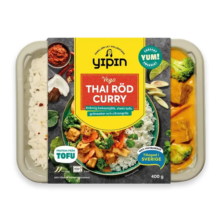 Röd Curry Thailändsk friterad Tofu 400g