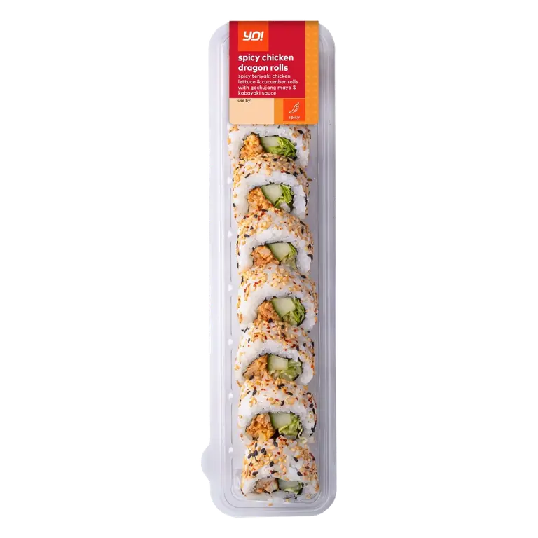 Yo! Sushi Spicy Chicken Dragon Rolls Gochujang Mayo & Kabayaki Sauce 215g