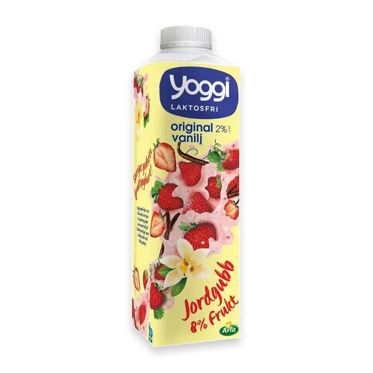 Yoghurt Jordgubb & vanilj 2% Laktosfri 1l Yoggi®