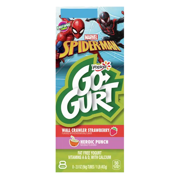 Spiderman Strawberry & Heroic Punch Yogurt Tubes - 8 ct