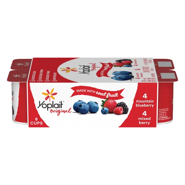 Original Low Fat Mountain Blueberry & Mixed Berry Yogurt Cup - 8ct