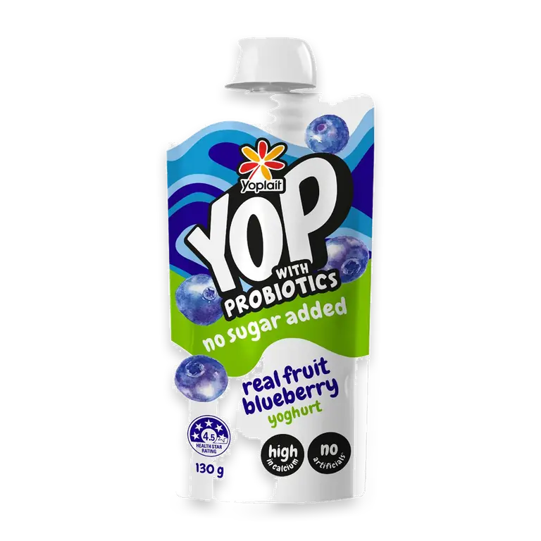 YOP Yoghurt With Probiotics No Sugar Added Blueberry Pouch