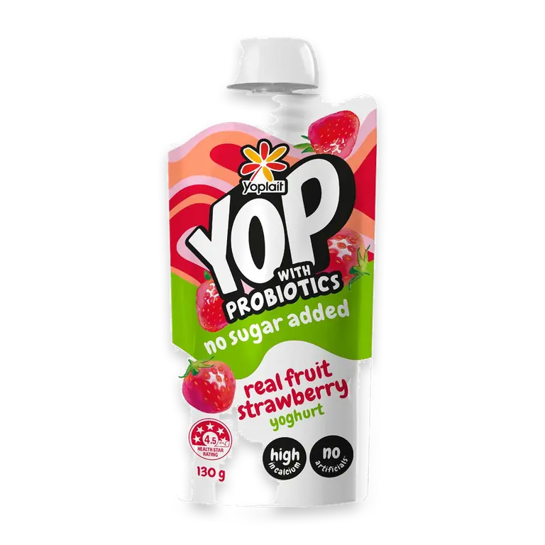 YOP Yoghurt With Probiotics No Sugar Added Strawberry Pouch
