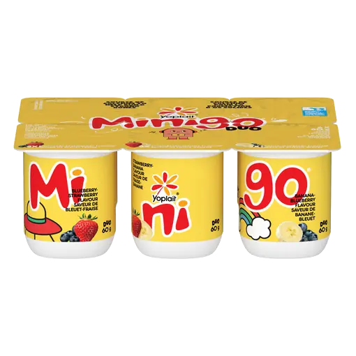 Minigo Duo Yogurt Blueberry-Strawberry Strawberry-Banana Banana-Blueberry 6 x 60 g