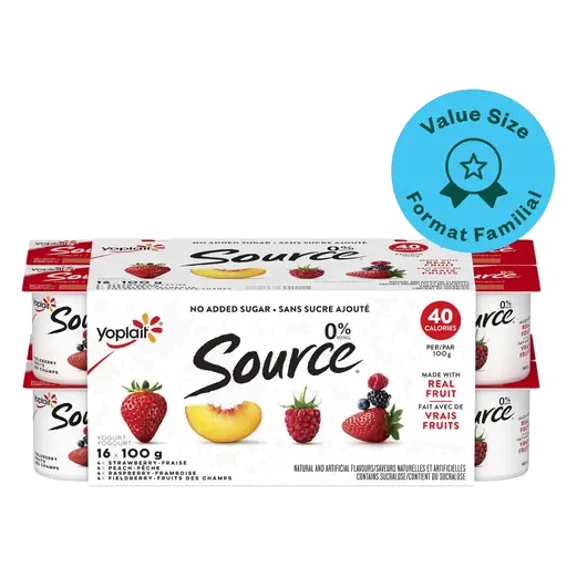 Source 0% Traditional Yogurt Smooth Cups Variety Pack 16 x 100 g