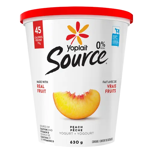 Source No Added Sugar 0% Yogurt Peach 630 g
