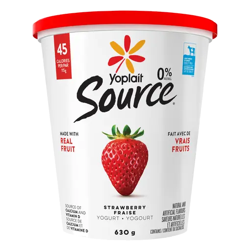 Source No Added Sugar 0% Yogurt Strawberry 630 g