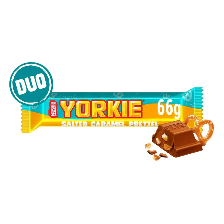 66g Salted Caramel Pretzel Milk Chocolate Duo Bar