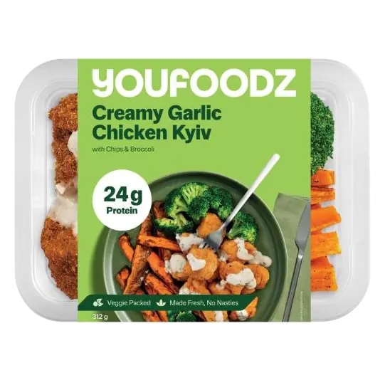 Creamy Garlic Chicken Kyiv With Chips & Broccoli