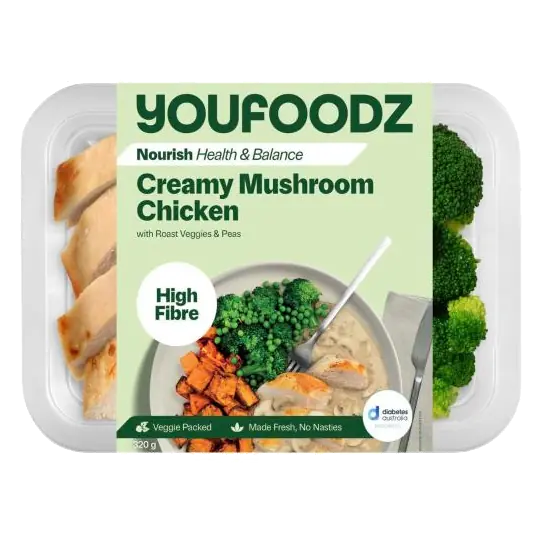Nourish Creamy Mushroom Chicken With Roast Veggies
