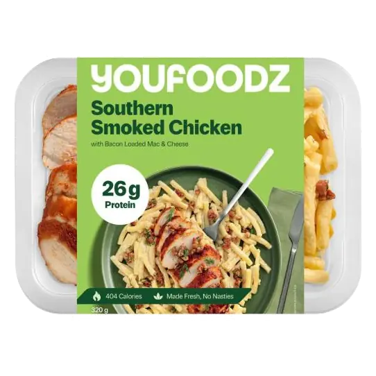 Southern Smoked Chicken With Bacon Loaded Mac & Cheese