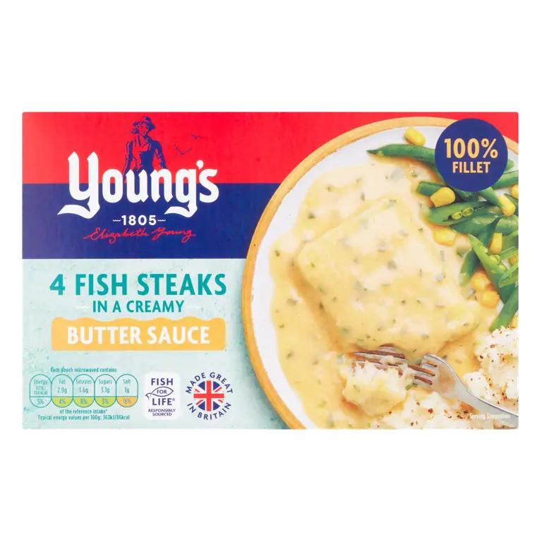 Young's 4 Fish Steaks in a Creamy Butter Sauce 560g