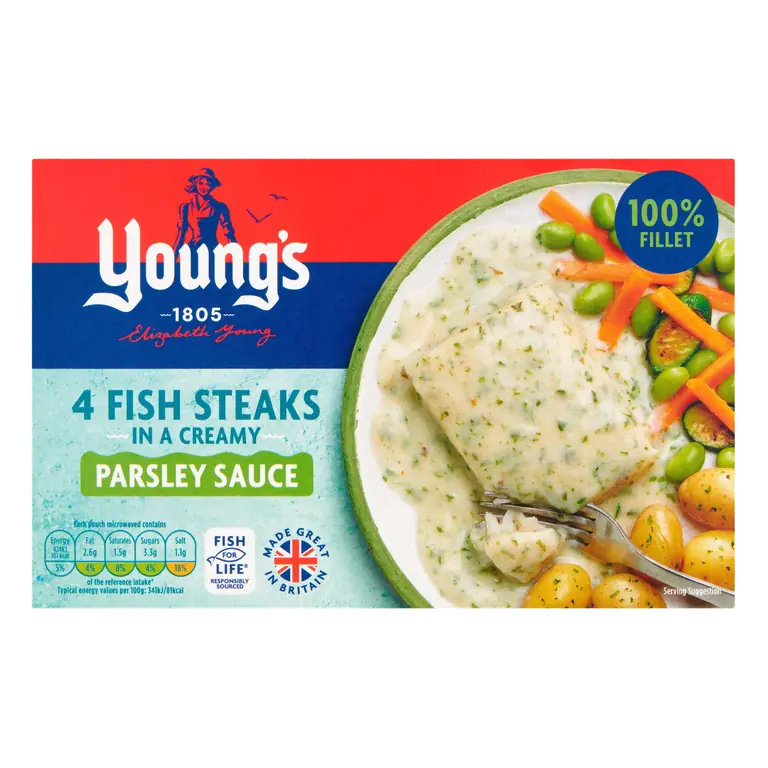 Young's 4 Fish Steaks in a Creamy Parsley Sauce 560g