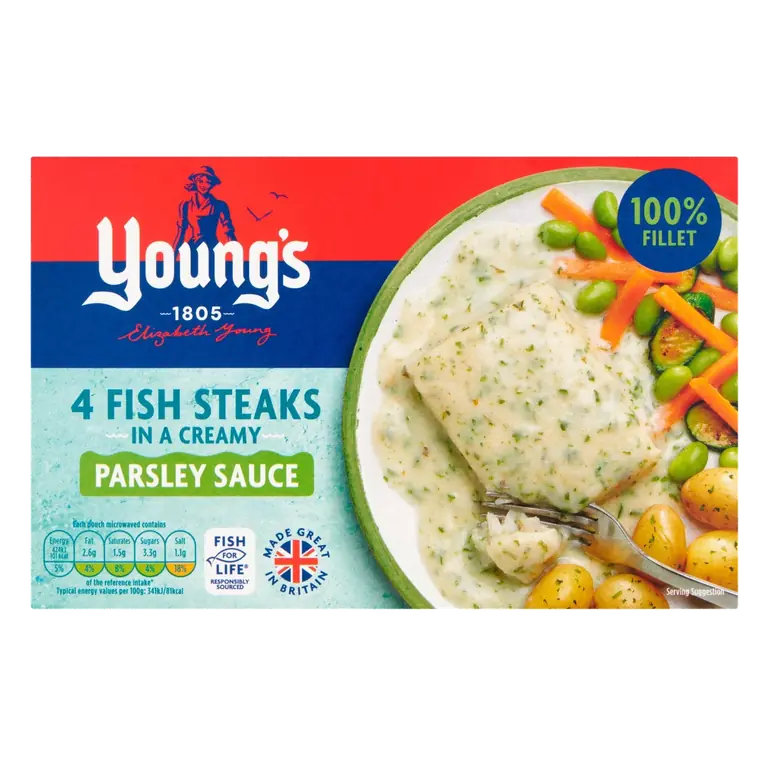 4 Fish Steaks In Parsley Sauce